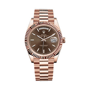 Day-Date 40 228235 Rose Gold Watch (Chocolate Diagonal Motif)