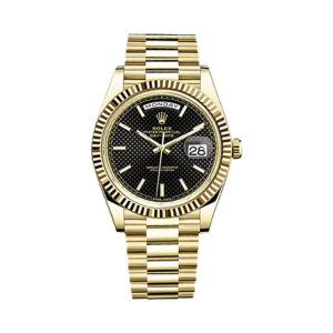 Day-Date 40 228238 Gold Watch (Black Diagonal Motif)