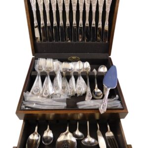 Rose Point by Wallace Sterling Silver Dinner Size Flatware Set 12 Service 93 Pcs