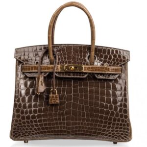 Birkin Bag 30cm Gris Elephant Crocodile Ficelle Gold Hardware