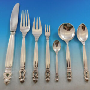 Acorn by Georg Jensen Sterling Silver Dinner Flatware Set 12 Service 89 Pieces