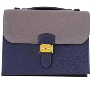 Sac A Depeche Bag 27cm Blue Nuit/Etain Togo Gold Hardware