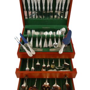 Rose by Stieff Sterling Silver Flatware Set for 12 Service 118 pieces