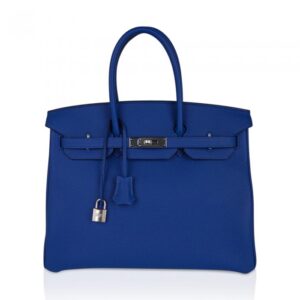 Birkin 35 Bag Bleu de France Palladium Hardware Togo Leather