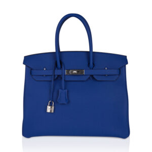 Birkin 35 Bag Bleu de France Palladium Hardware Togo Leather