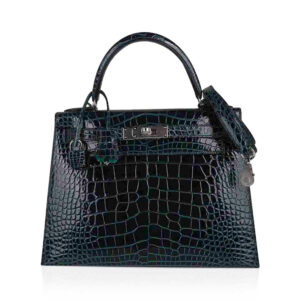 Kelly Sellier Verso 28 Vert Cypress / Vert Jade Bag Alligator Palladium