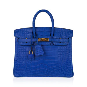 Birkin 25 Bag Blue Zellige Matte Alligator Gold Hardware