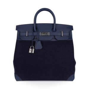 Birkin 40 HAC Bleu Nuit Todoo Feutre / Bleu de Malte Bag Palladium