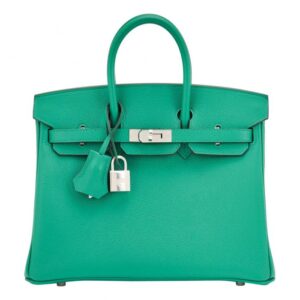 Birkin Bag 25cm Vert Vertigo Blue Azure Novillo Palladium Hardware