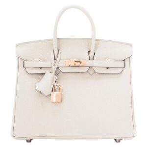 Birkin Bag 25cm Craie Off White Togo Rose Gold Hardware