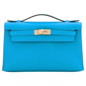 Kelly Pochette Blue Frida Bleu Gold Hardware