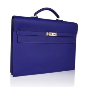 Kelly Depeche Briefcase 38cm Electric Blue Epsom Gold Hardware