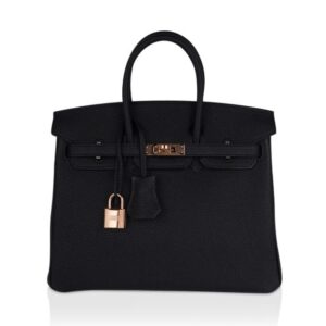 Birkin Bag 25cm Black Togo Rose Gold Hardware