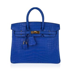 Birkin 25 Bag Blue Zellige Matte Alligator Gold Hardware