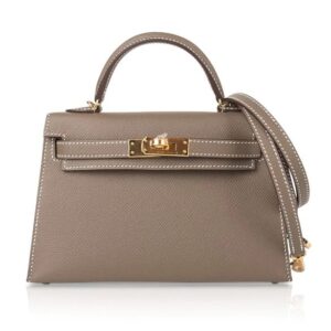 Kelly Bag 20cm Etoupe Epsom Palladium Hardware